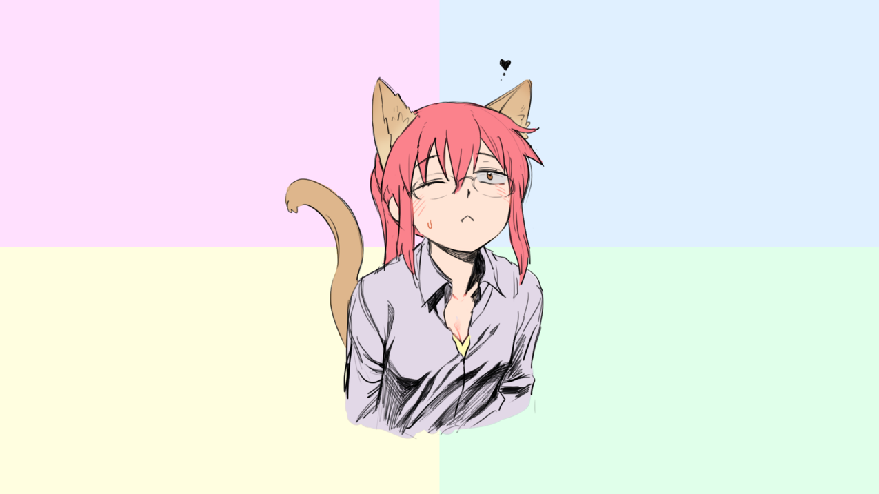 Kobayashi-san,Chino女仆龙,小林Kobayashi-san,Chino女仆龙,simplebackground,catears,香蒲