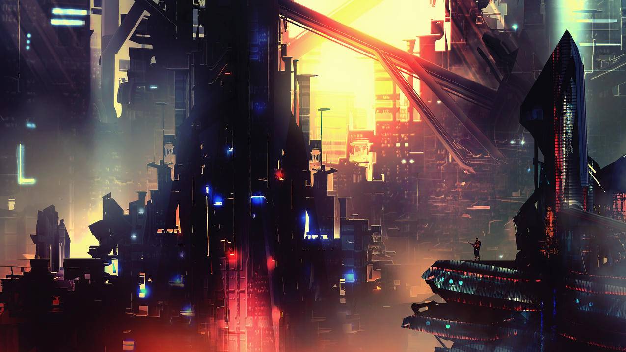 晚上,艺术品,futuristiccity,庞克,网络,科幻,digitalart,概念设计,fantasyart,CGI,同人画
