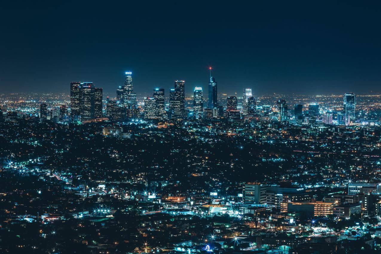 城市,灯光,城市风光,夜晚,洛杉矶