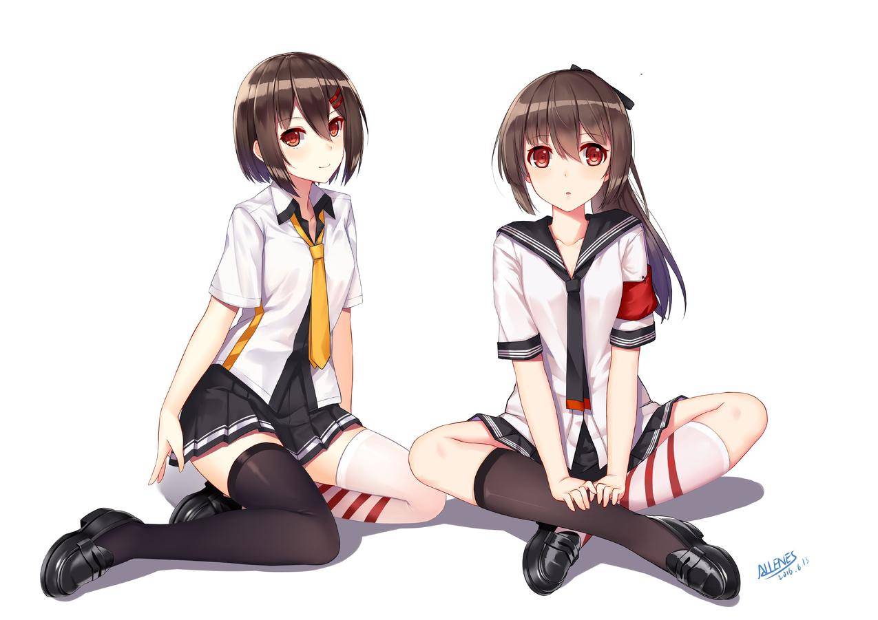 长毛,短毛猫,雷迪斯,动漫,动物形象,ZhanjianShaonu,Ayanami,詹剑邵,Shikinami,詹健绍,衬衫,裙子,领带,ZETTAYYYIKIKI