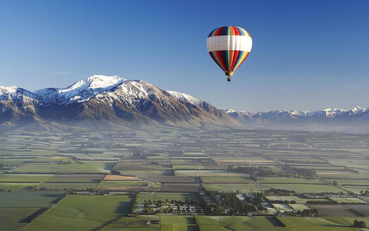 NewZealand,霍塔尔气球,空中眺望,雪峰