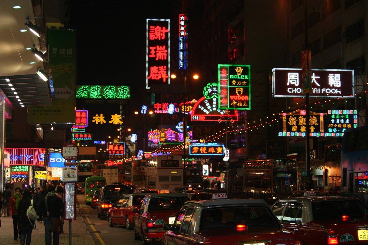 香港,夜景,城市,交通,汽车,灯光,街道,亚洲,中国