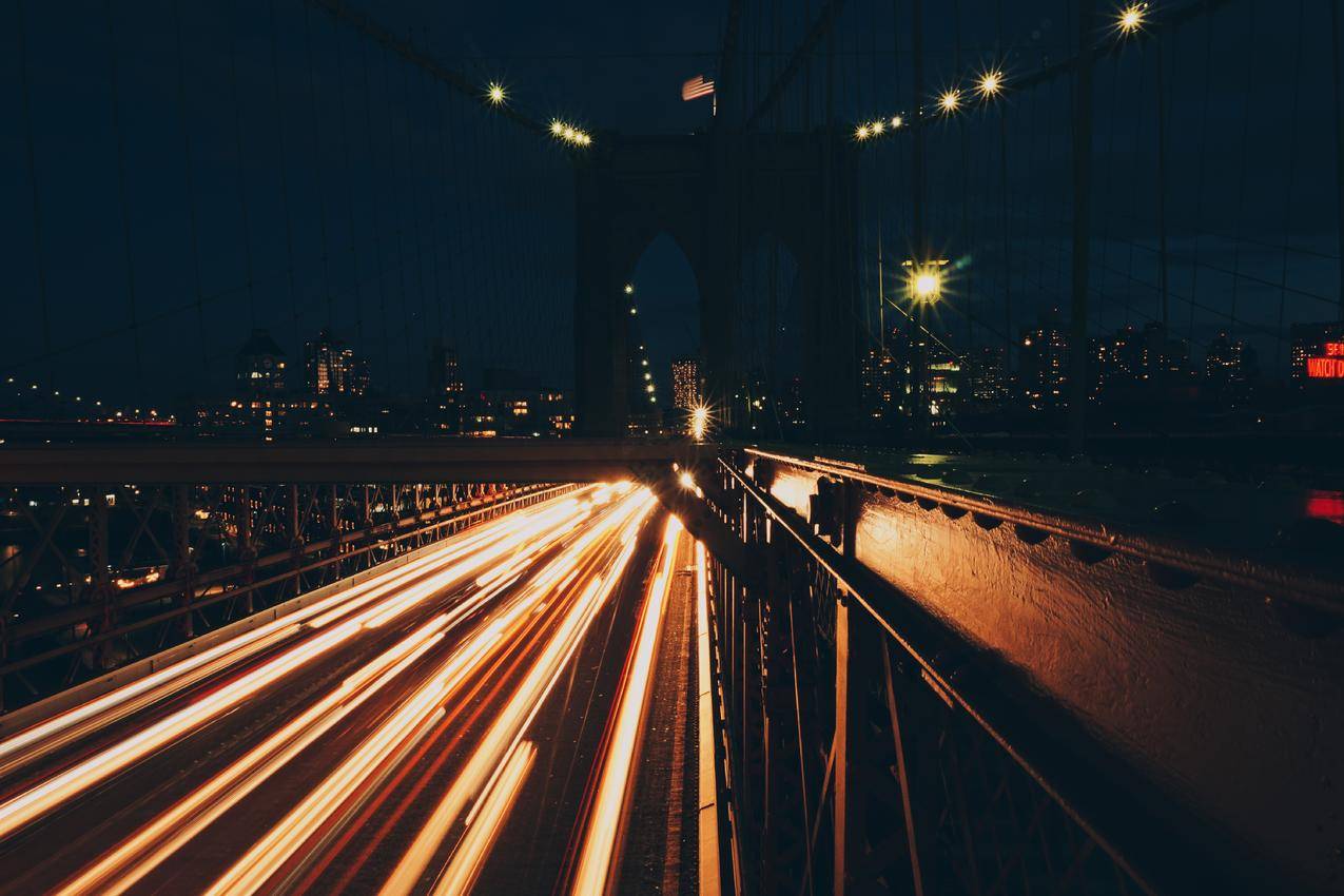 灯光,灯光,道路,夜晚,桥梁,建筑,城市,黑暗,BrooklynBridge,纽约