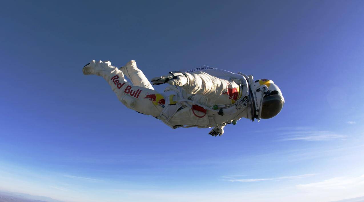 FelixBaumgartner,男人,坠落,跳伞,太空服,大气层,红牛,跳跃,天空,跳伞,飞行