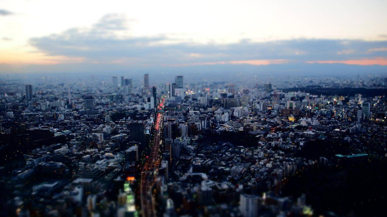 东京,风景,日本,日落,倾斜