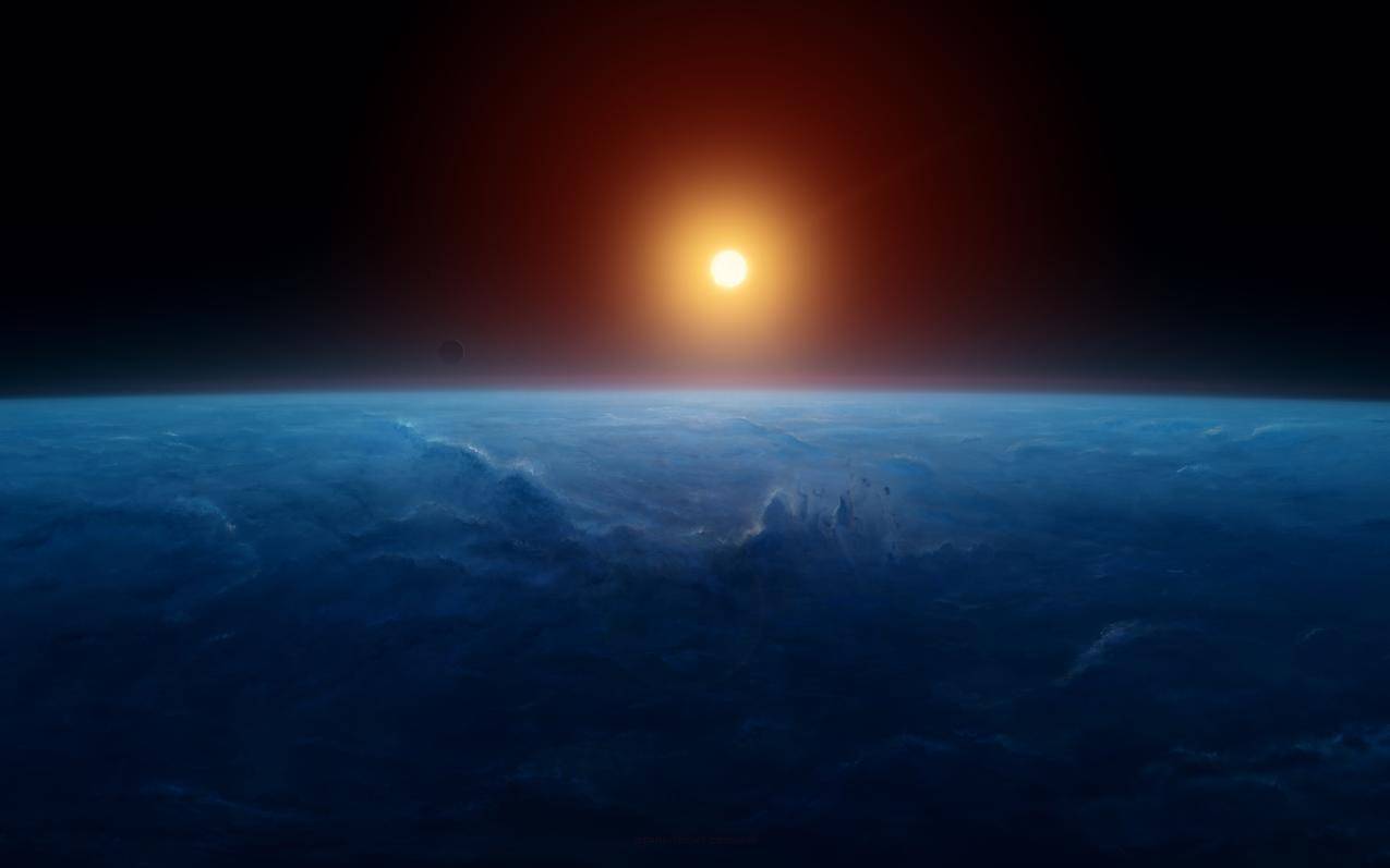 日落,地球,太空