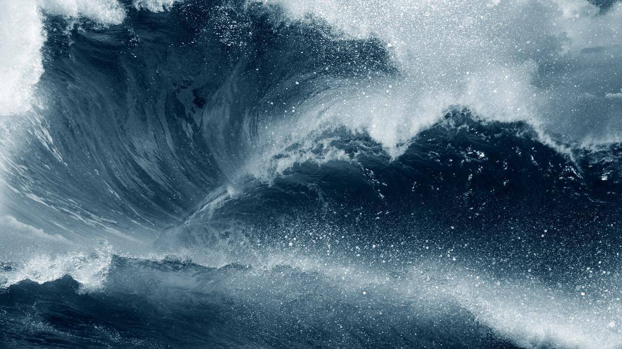 波,海,蓝色,飞溅,水
