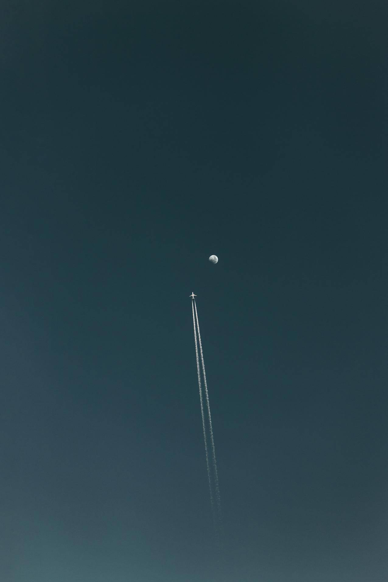 天空,飞机,clearsky,月亮,车辆,凝结,飞机