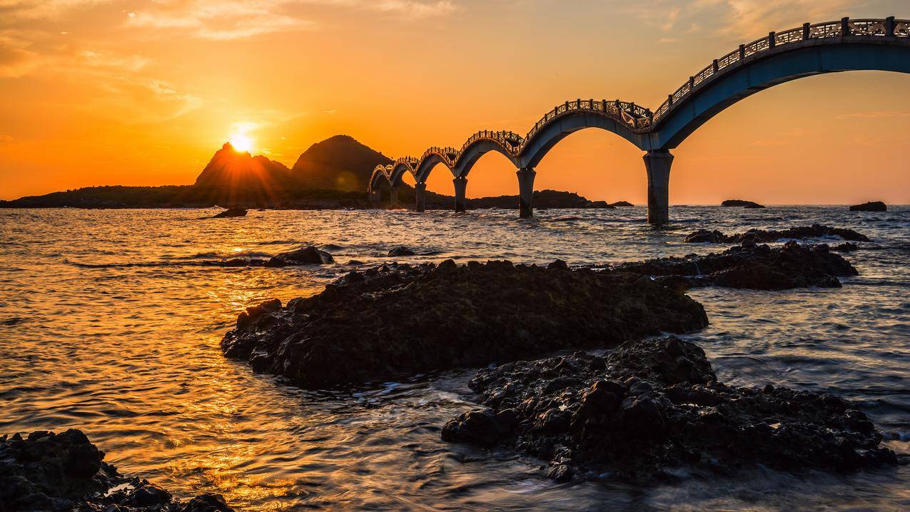 bridge,nature,sunlight,water,Sanxiantai,Taiwan