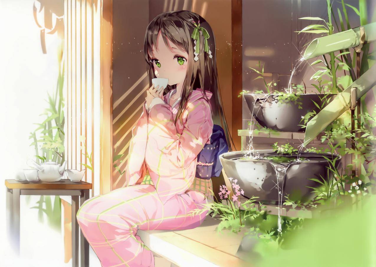 原创人物,和服,传统服装,动漫,茶,动漫