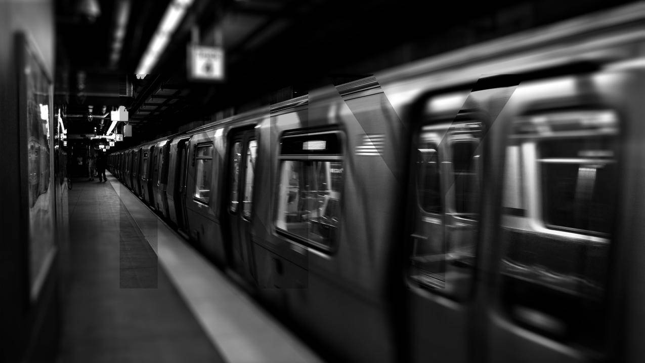 纽约,地下,地铁,地铁,火车,单色,车辆