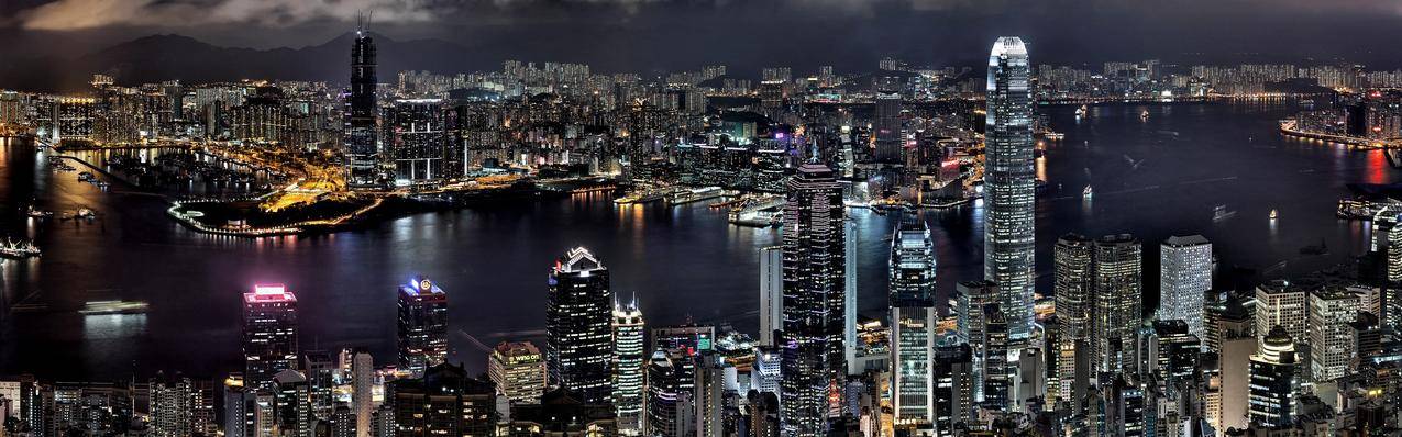 香港,景观,城市,夜空,城市景观