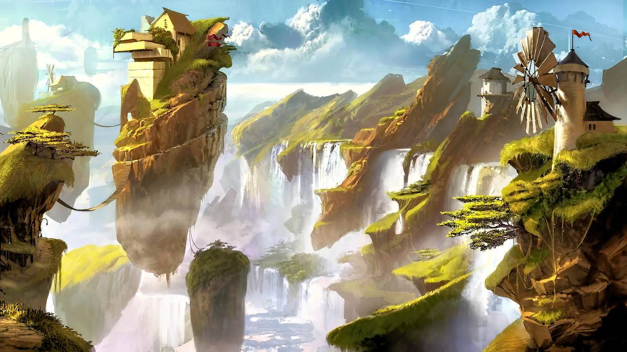 fantasyart,艺术品,同人画,风景,自然,水,河流,植物,digitalart,概念设计