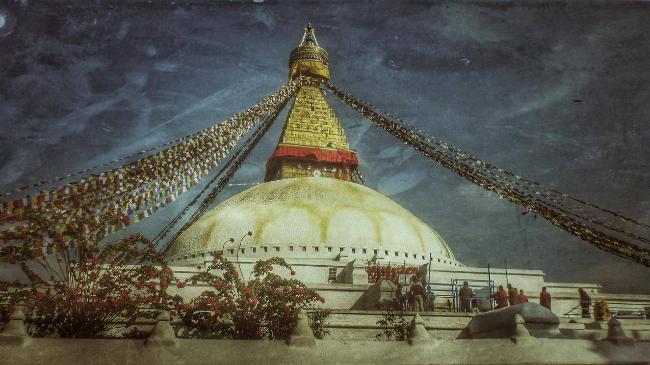 摄影,尼泊尔,佛教,旗帜