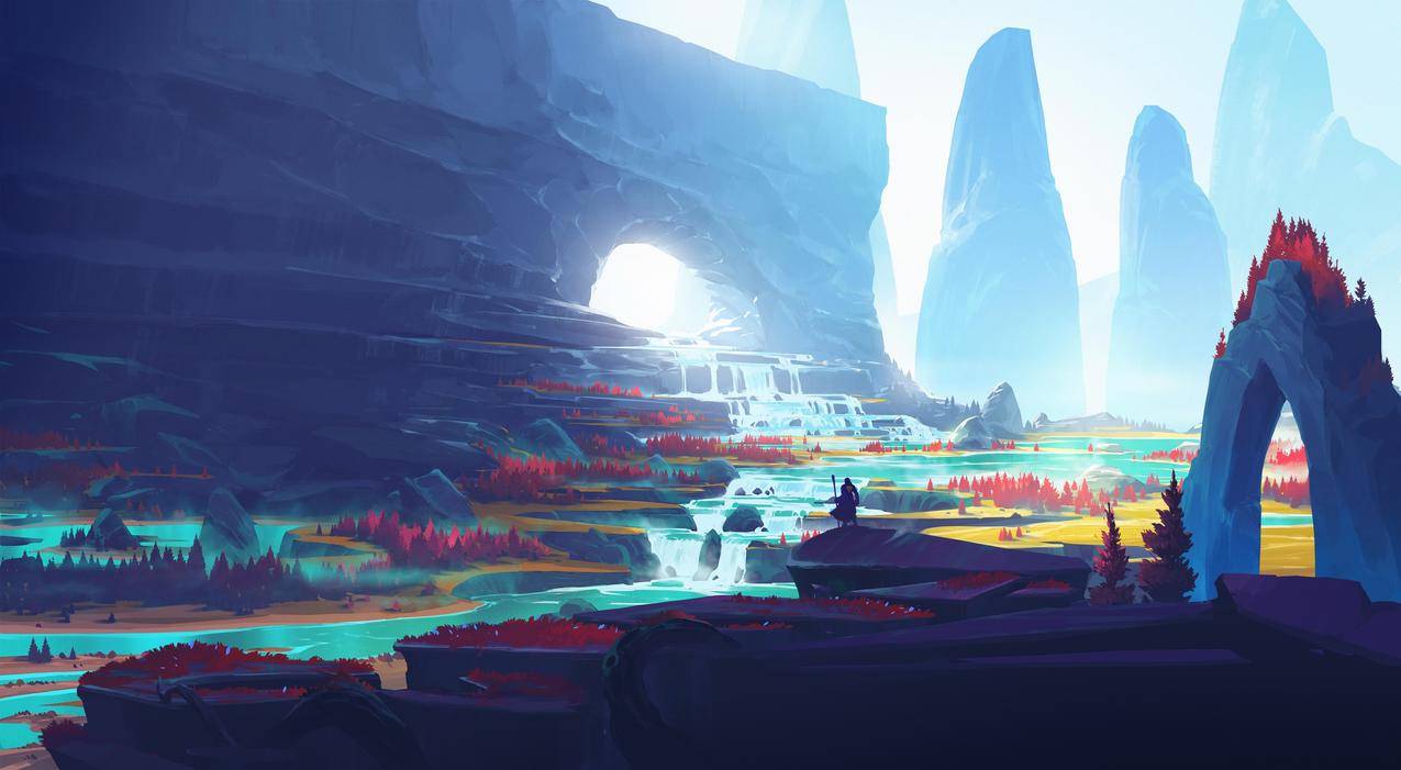 战士,digitalart,景观,山,Duelyst,视频游戏,插图,插图