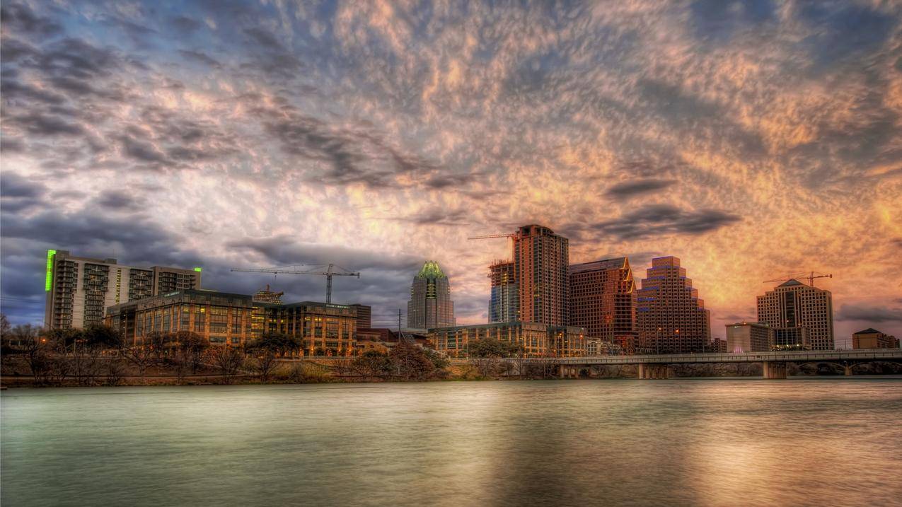 城市景观,城市,建筑,河流,HDR,云层