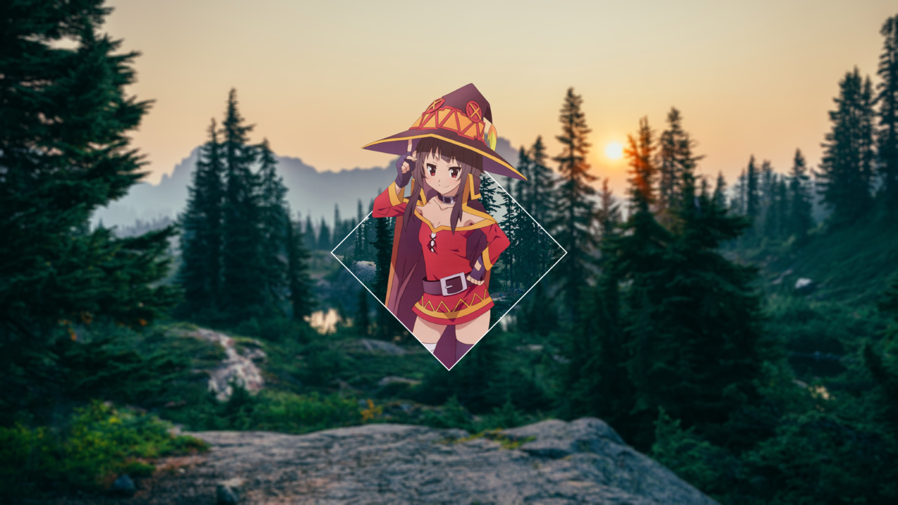 动漫,Megumin,KonoSubarashiiSekainiShukufukuwo,!,日落,森林,巫婆,动漫女郎