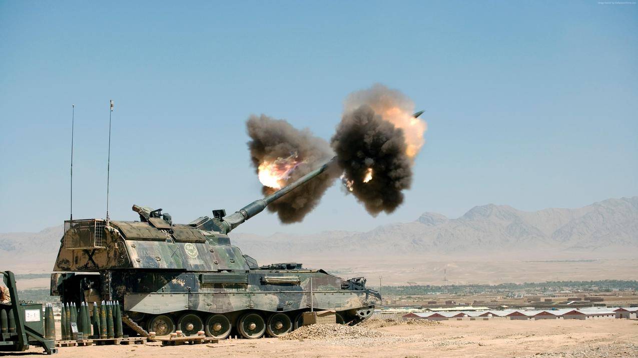 战斗是panzerhaubitze2000,pzh2000,炮兵,坦克,陆军部队