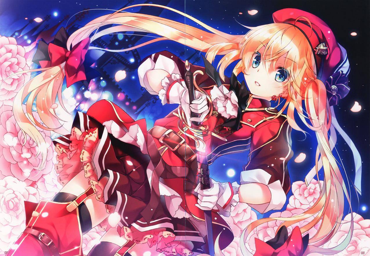 原创人物,花,剑,动漫,动漫,双尾