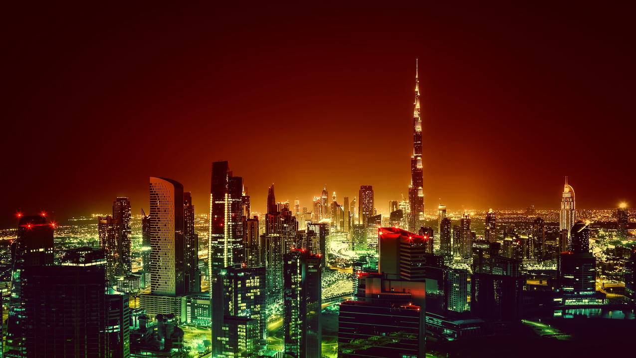 城市风光,夜景,风景,摄影,灯光,迪拜,BurjKhalifa