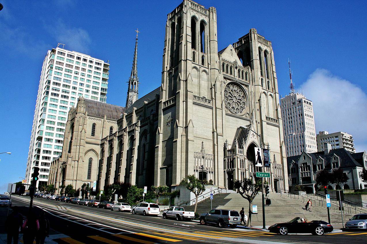 教堂,SanFrancisco,祈祷,城市景观,街道,美国