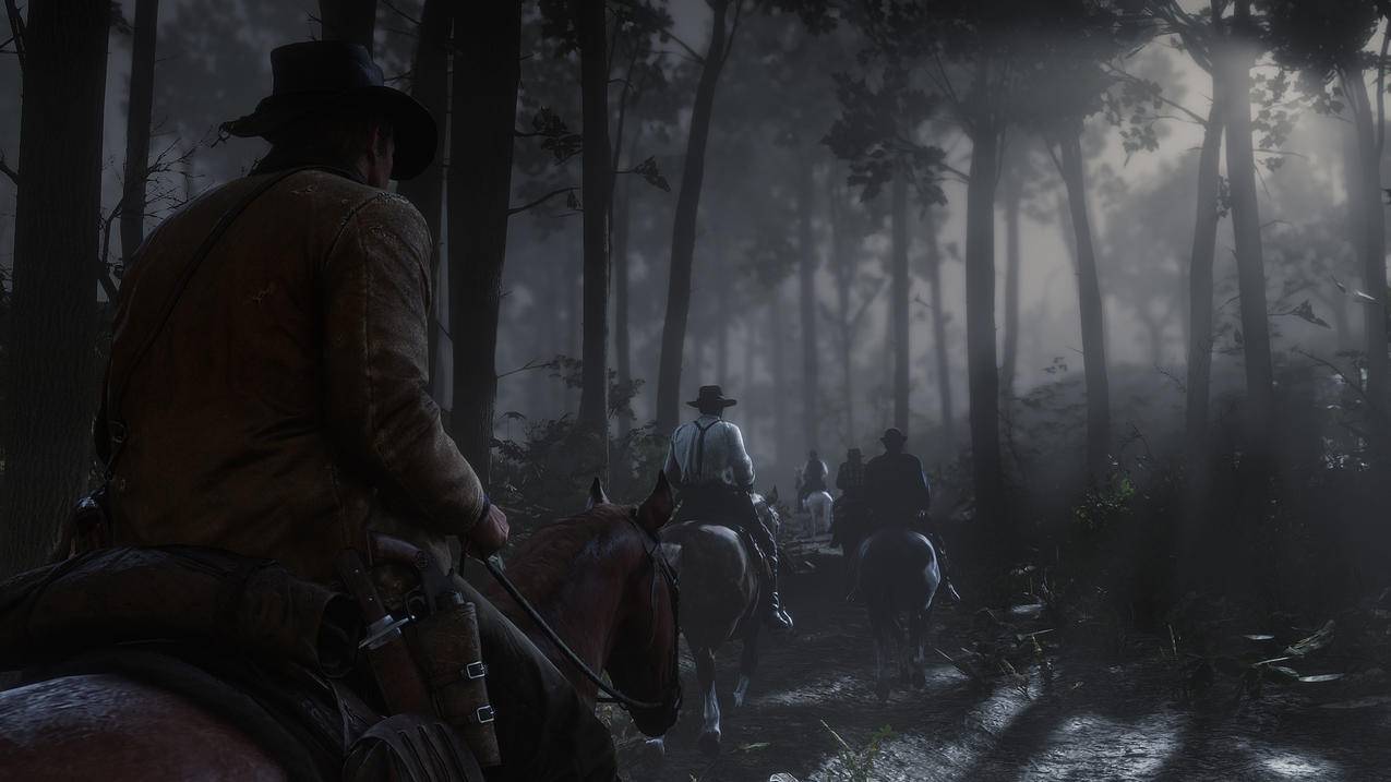 牛仔,RedDeadRedemption,RedDeadRedemption2,VideoGameArt,视频游戏,马,ArthurMorgan,丛林