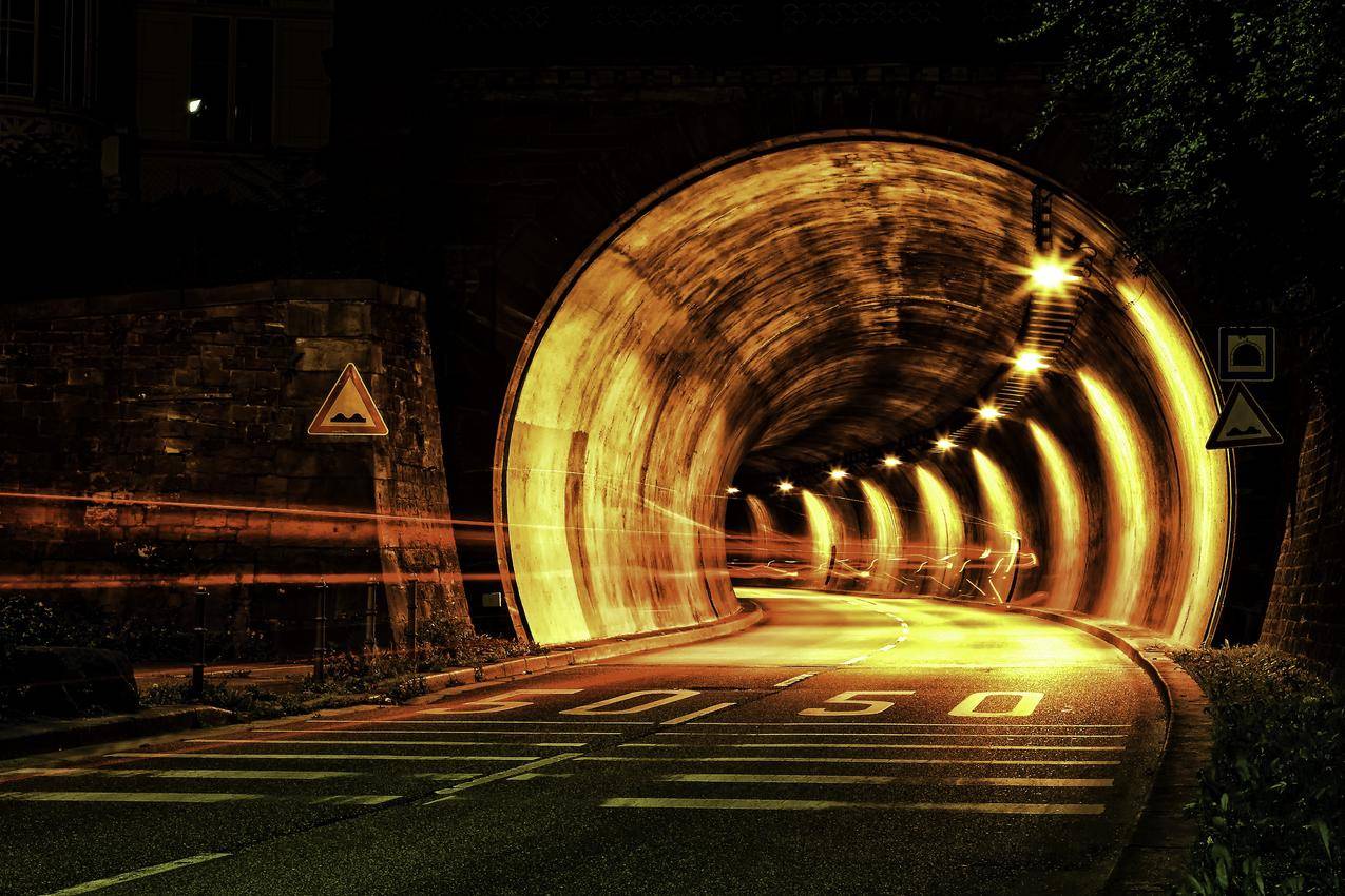 隧道,道路,夜晚