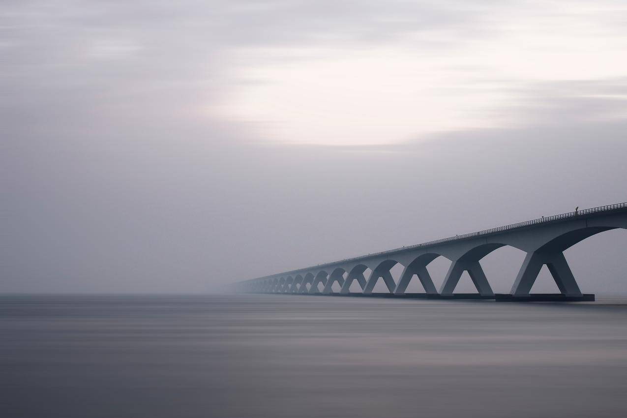 海洋,Zeelandbrug,地平线,摄影,荷兰,桥梁,薄雾,水,长曝光,建筑,运动模糊