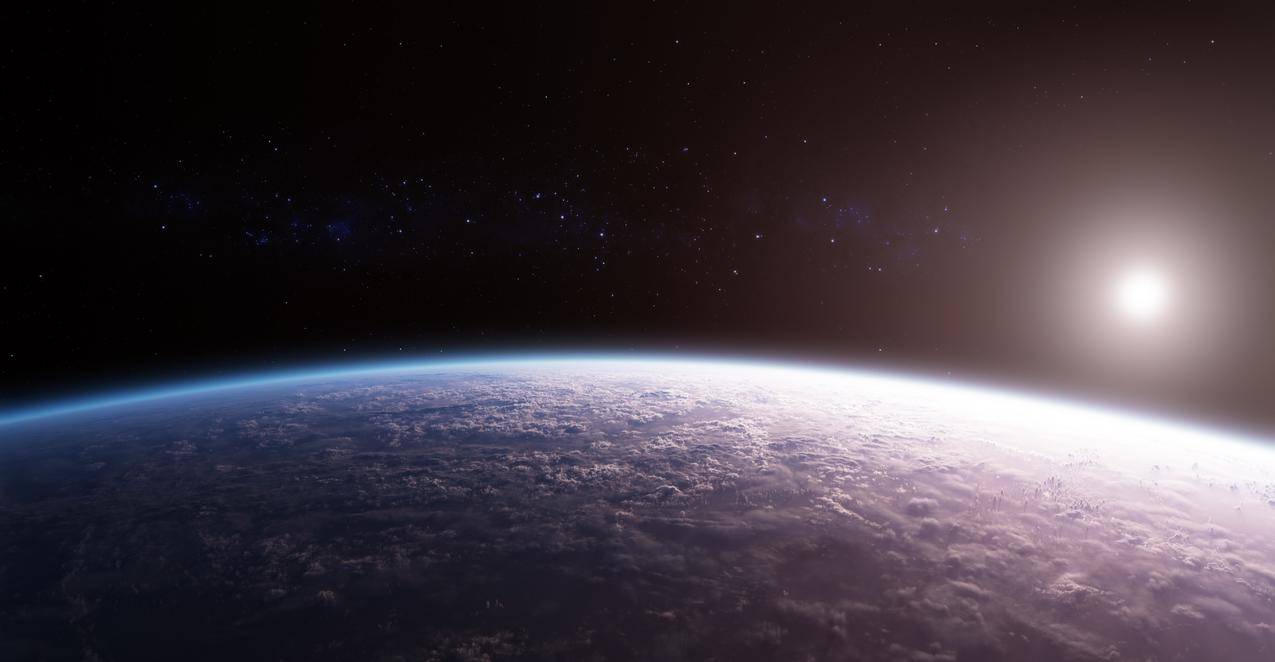 行星,空间,太阳,地球,云层,阳光,大气
