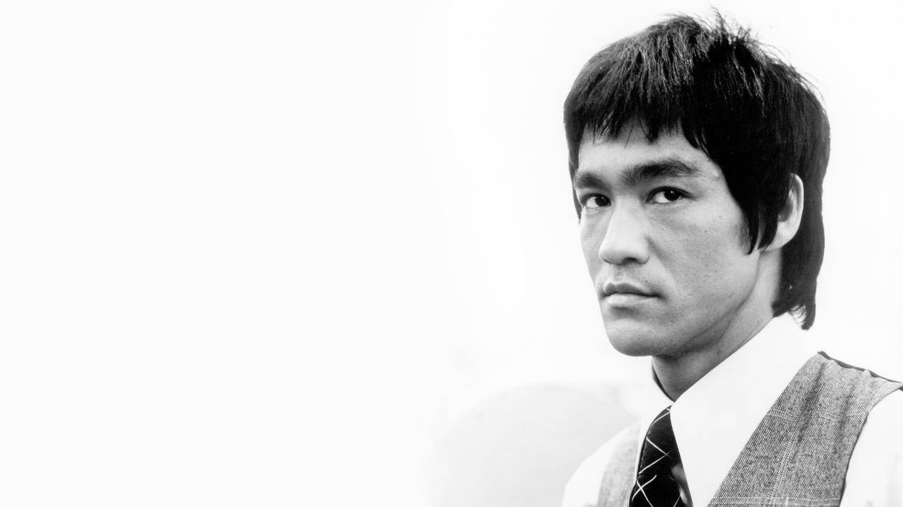 亚洲,BruceLee,演员,单色,特写镜头,简单背景