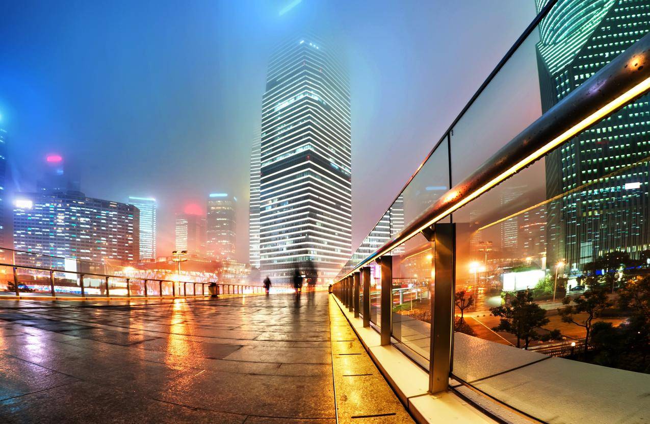 城市,雾霭,城市灯光,城市,摩天楼,中国,长时间曝光