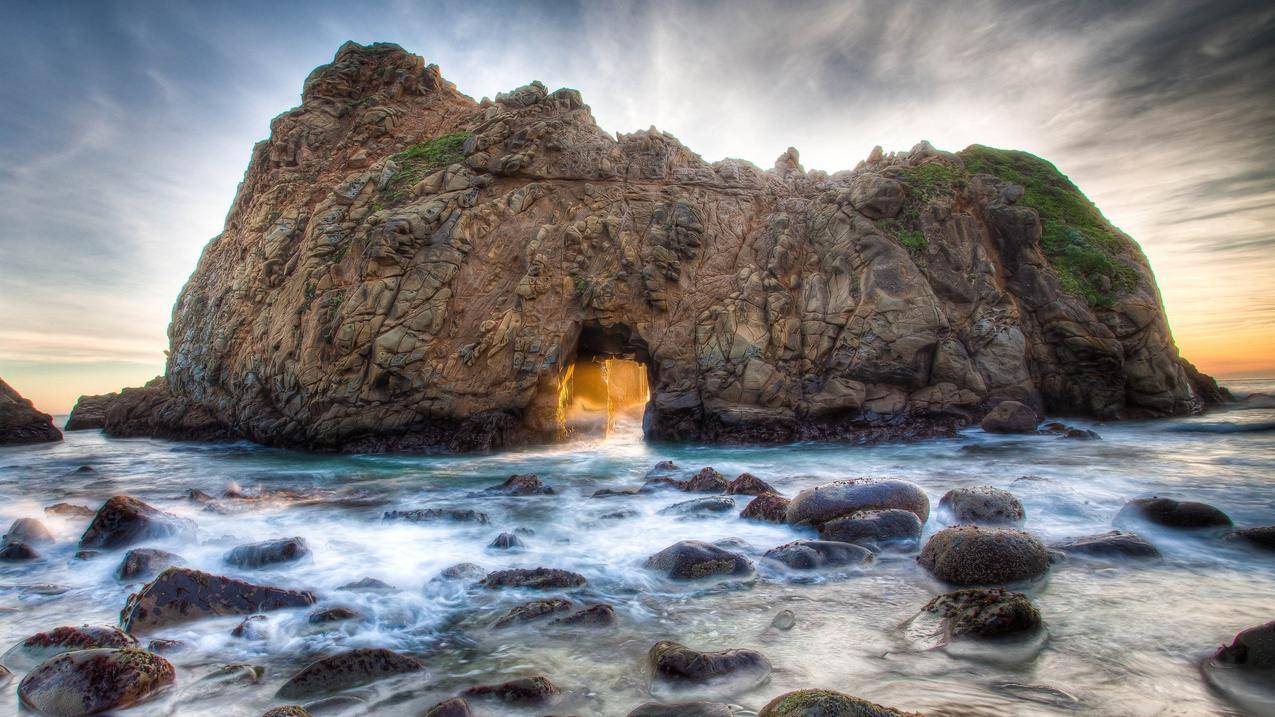 自然,波浪,HDR,石头