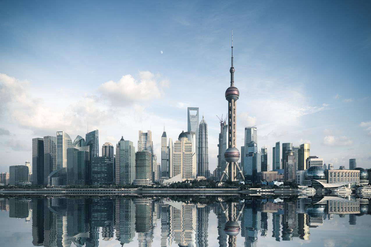 上海,天际线,OrientalPearl,颠倒,城市景观