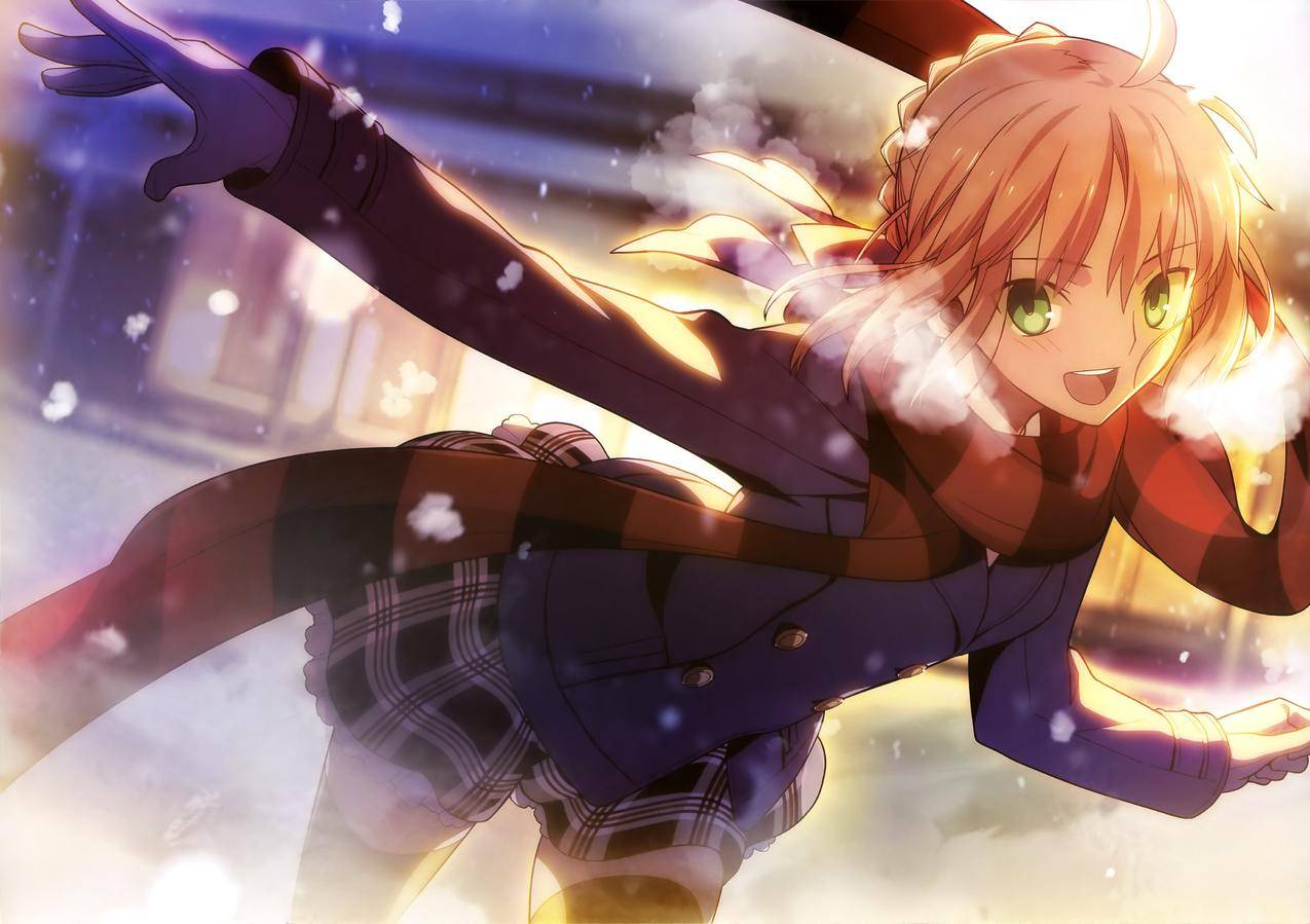 TakeuchiTakashi,动画,动漫,胖子,Saber,爱尔特璐琪,雪,冬天