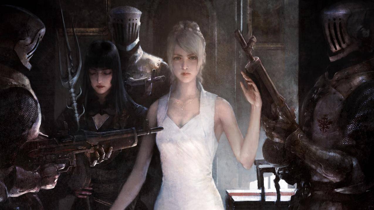 妇女,战士,战士,金发,艺术品,whitedress,武器,fantasyart,digitalart,FinalFantasyXV
