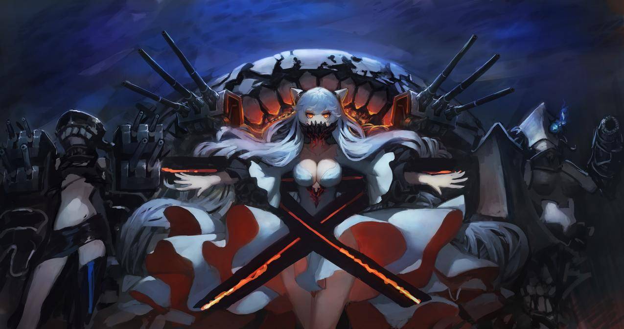 解理,白发,动画,动画,Chi,ClassTorpedoCruiser,中途岛,Tsu,ClassLightCruiser,服饰,角,诺布拉,大腿高处