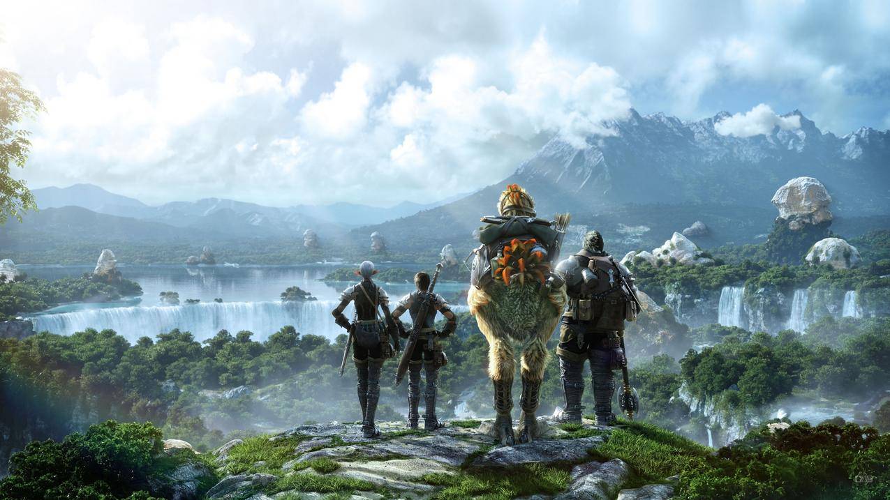 FfinalantasyXIV,Ffinalantasy,Look,Iningtoheances,Mountains,waterfl,sky,Videages,Digitalart,FINAlFANSIAYXIV,ArealmreBorn,Gantyart,Choco