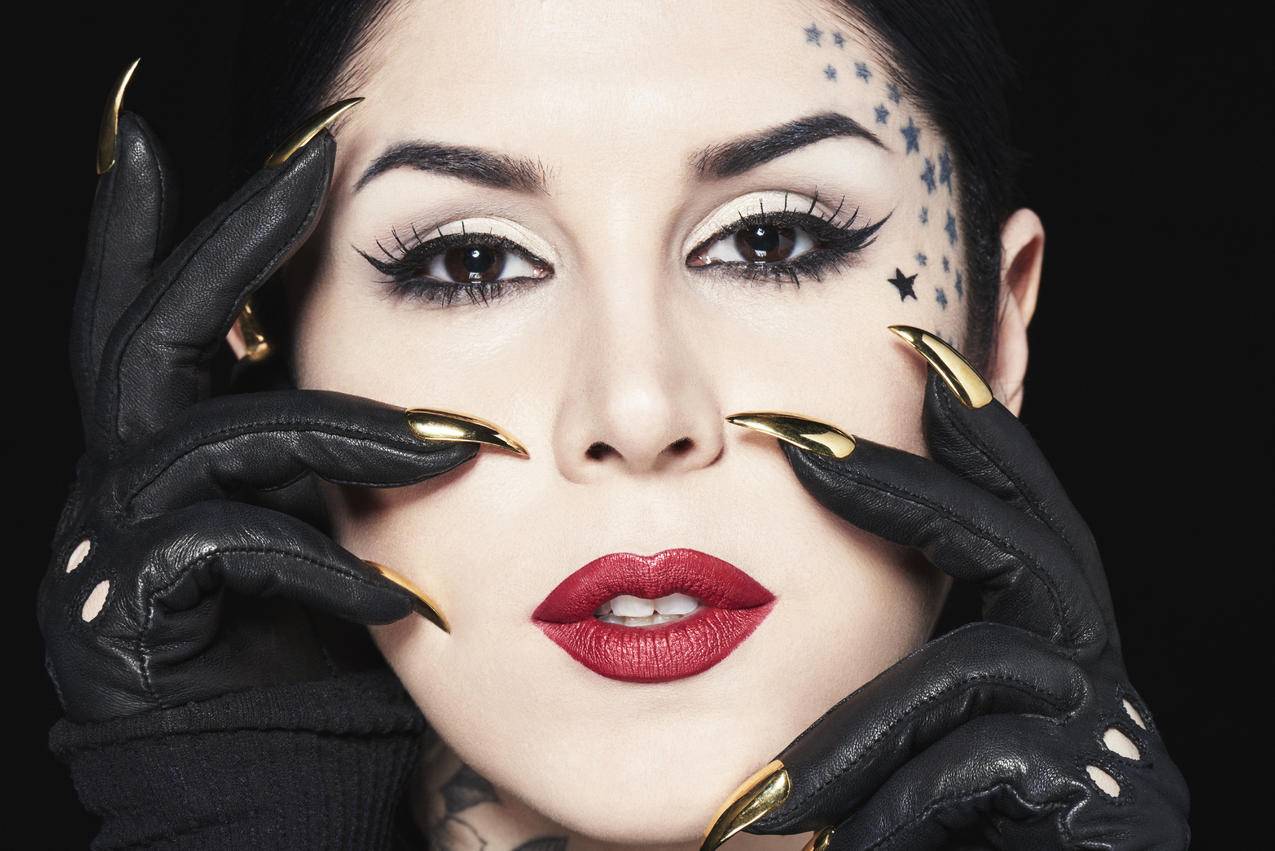 KatVonD,妇女,TattooArtist,脸,inkedgirls,纹身,化妆,手套