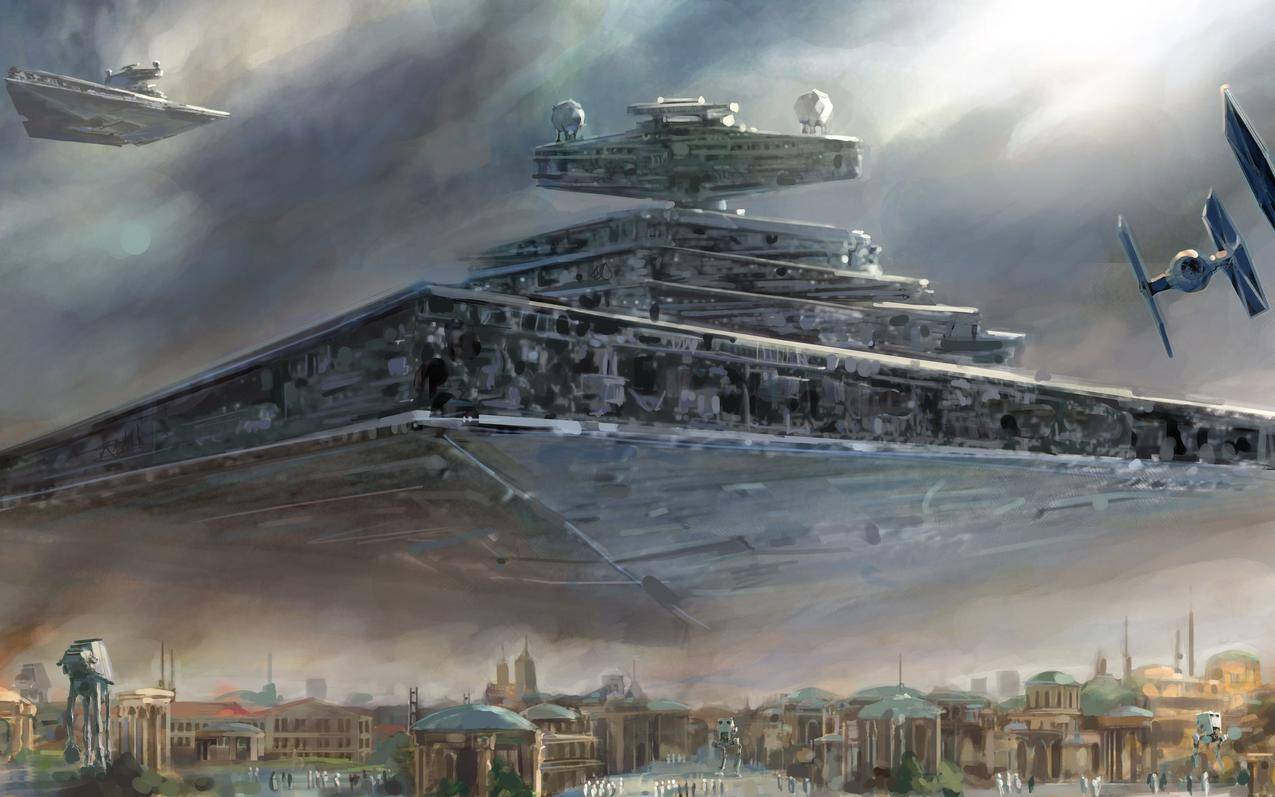 星际大战,星际驱逐舰,宇宙飞船,TIEFighter,绘画