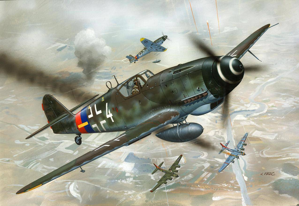 世界大战,梅塞施密特,梅塞施密特Bf-109,德国空军,飞机,军事,艺术品,军用飞机,德国,波音B-17飞行堡垒