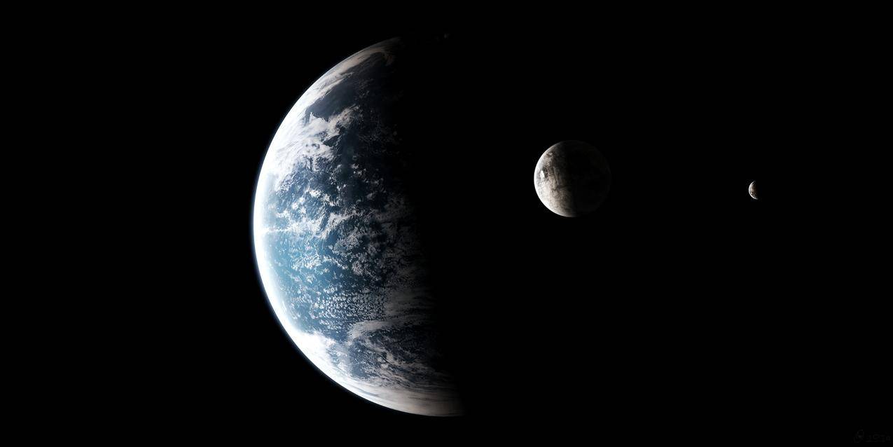 地球,Moon,星球,太空,数字艺术