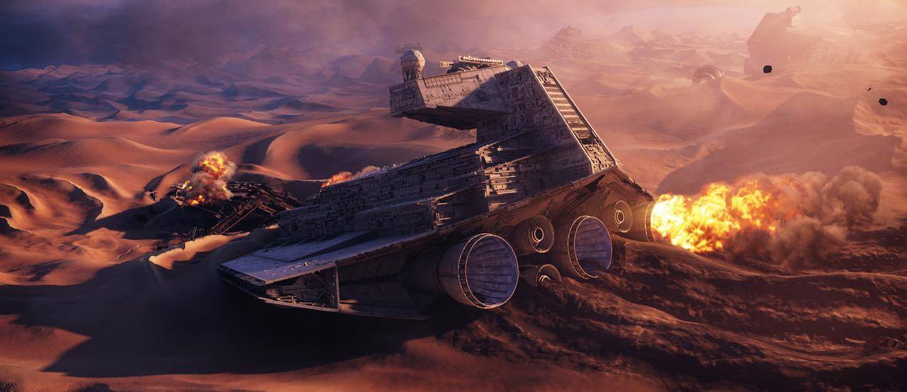 星际大战,星际驱逐舰,TIEFighter,沙地,沙漠,坠毁