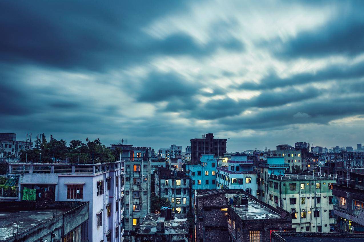 城市,孟加拉国,天蓝色,longexposure