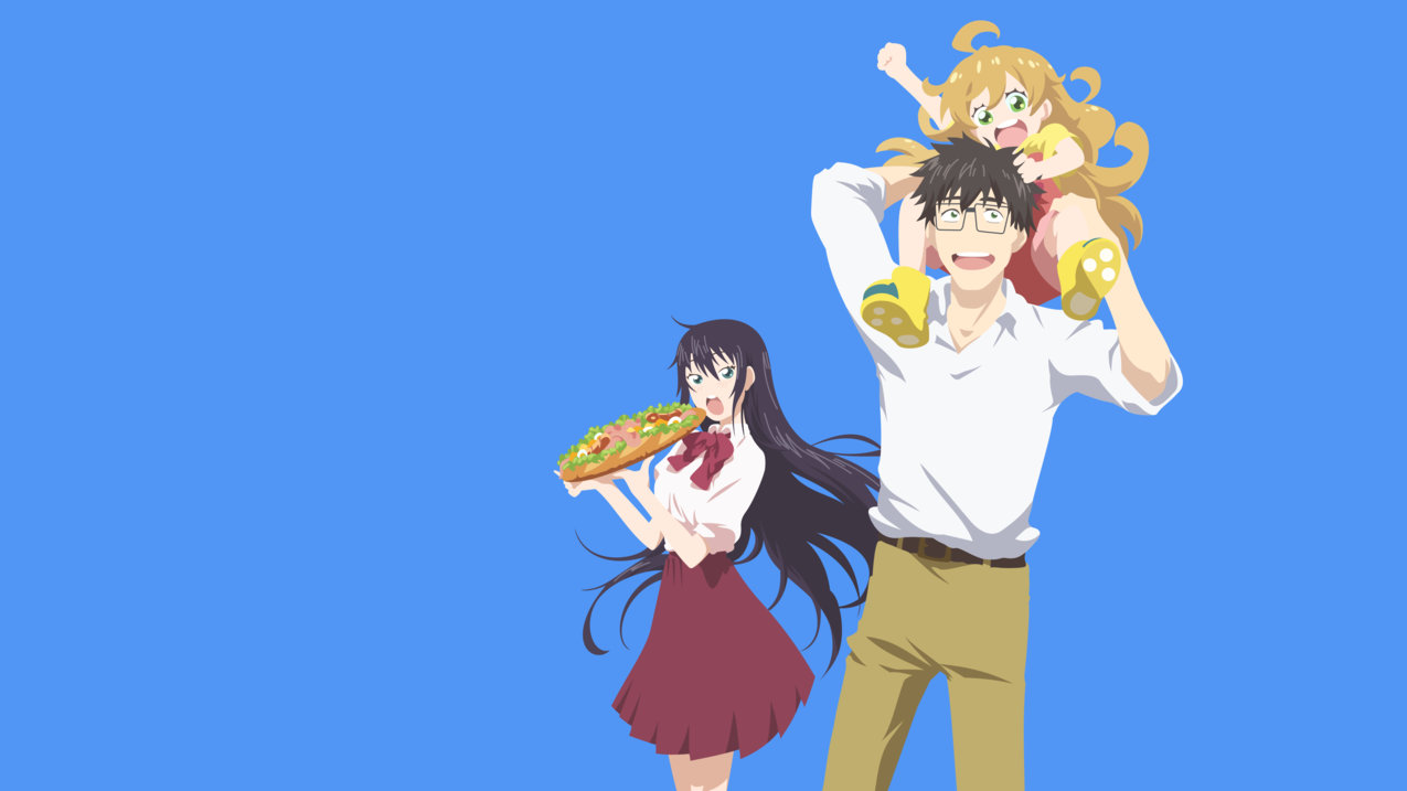 amaamatoinazuma,tsumugiinuzuka,inuzukakōhei,iidakotori,animeboys,animegirls,bluebackground