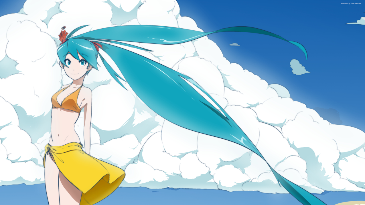 蓝头发,蓝眼睛,小动物,HatsuneMiku