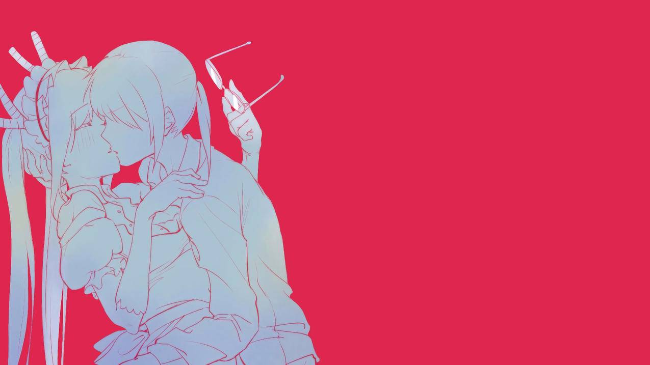 小林-sanChinoMaidDragon,simplebackground,彻小林-sanChinoMaidDragon,小林小林-sanChinoMaidDragon,亲吻,单色