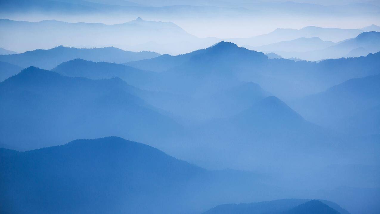 山水,雾霭,群山