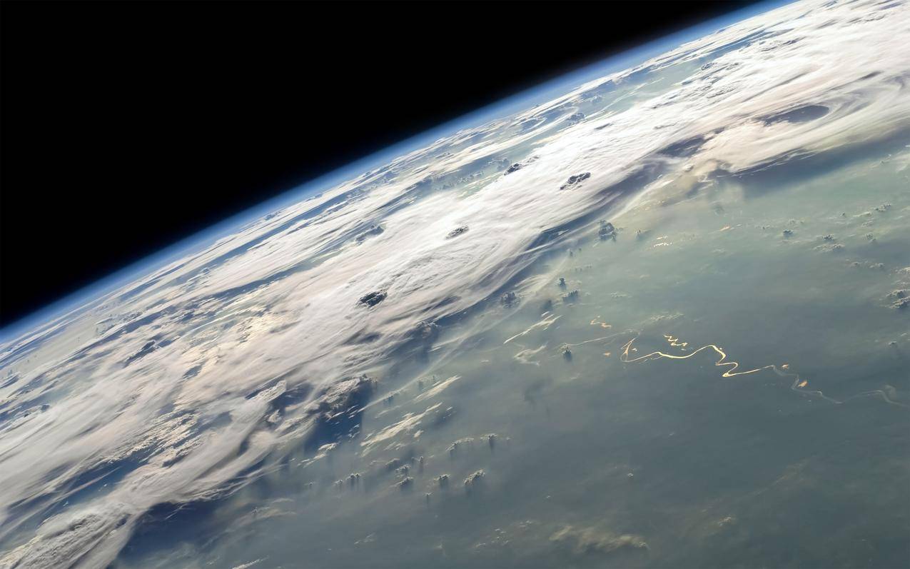 地球,太空,大气层,云朵,太空
