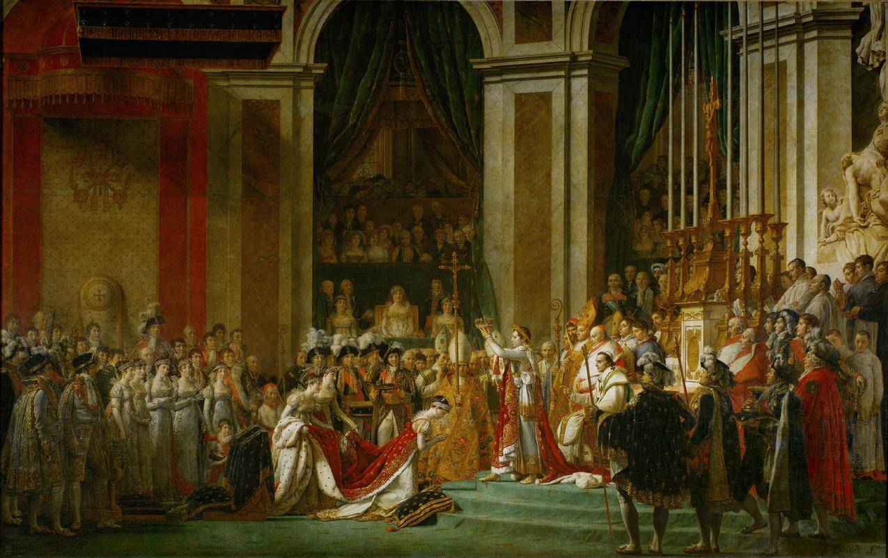 JacquesLouisDavid,拿破仑和约瑟芬的绘画,王室,窗帘,柱子,古典艺术