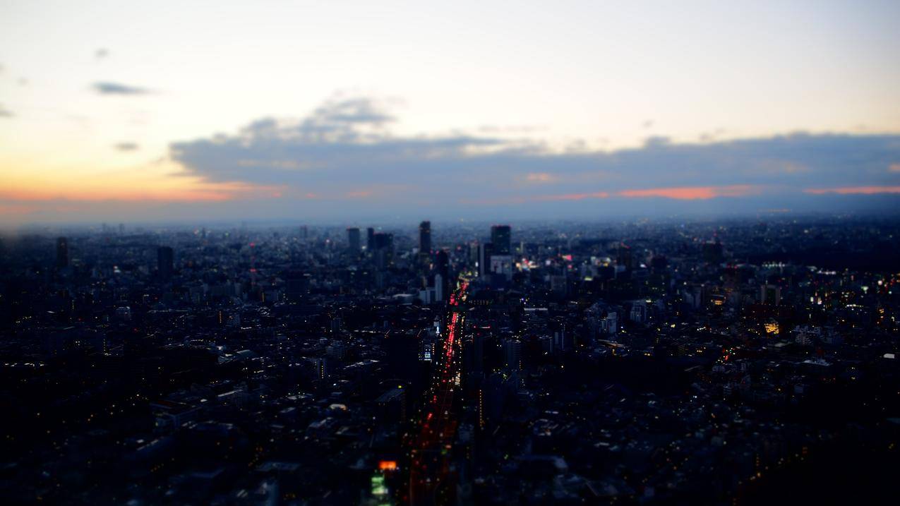 东京风景日本日落倾斜